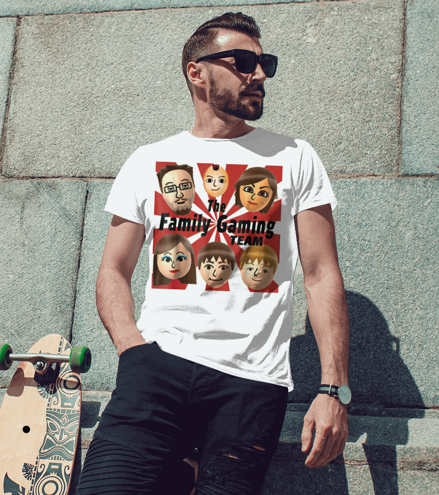 Family Gaming Team Characters With Text Burst T-Shirt
