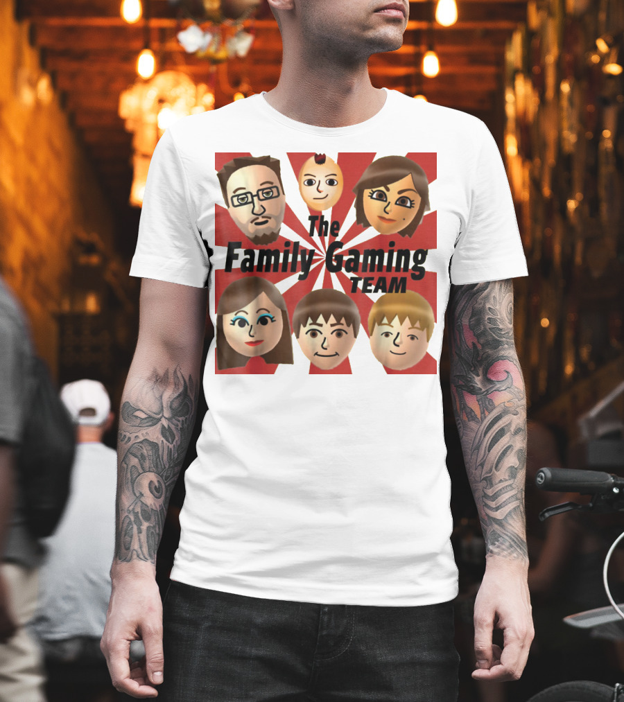 Family Gaming Team Characters With Text Burst T-Shirt