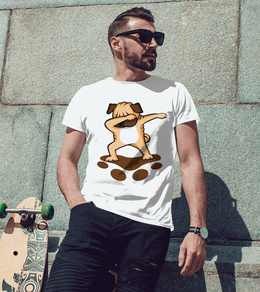 Dabbing Pug Dog With Paw Prints Funny Pug Owner T-Shirt