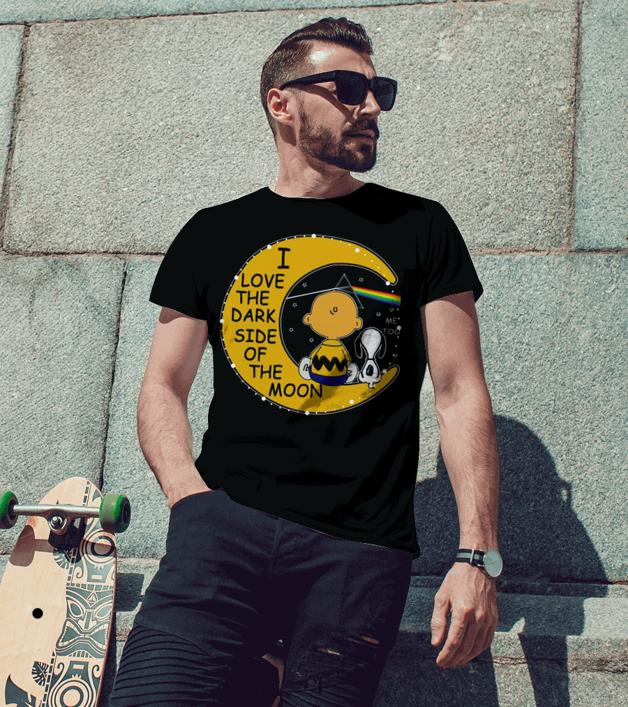 I Love The Dark Side Of The Moon Charlie Brown Snoopy Rainbow Prism Moon T-Shirt