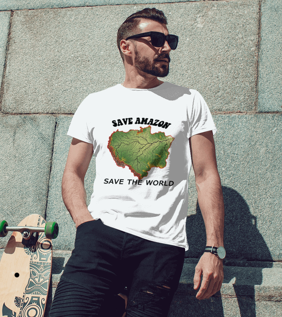 Save Amazon Save The World Map T-Shirt