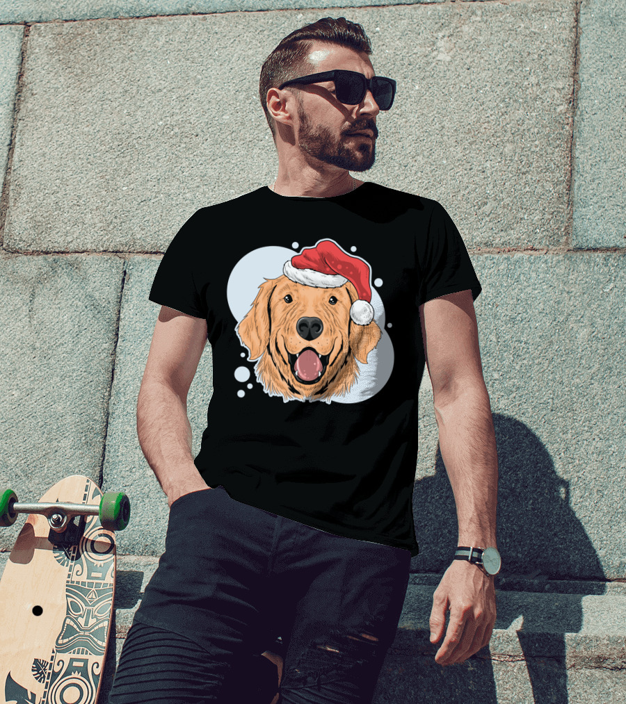 Christmas Dog Santa Claus Hat T-Shirt