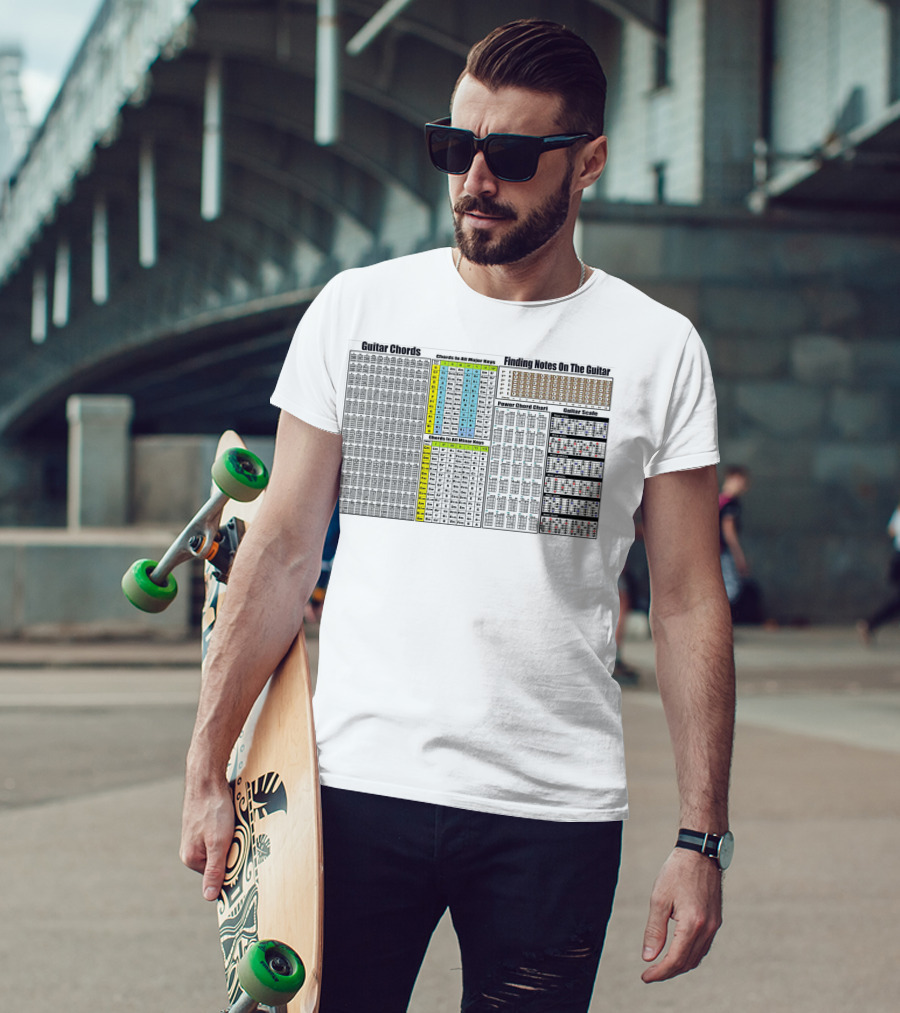 Guitar Chords Chords In All Major Keys Chords In All Minor Keys Power Chord Chart Guitar Scale Finding Notes On The Guitar T-Shirt
