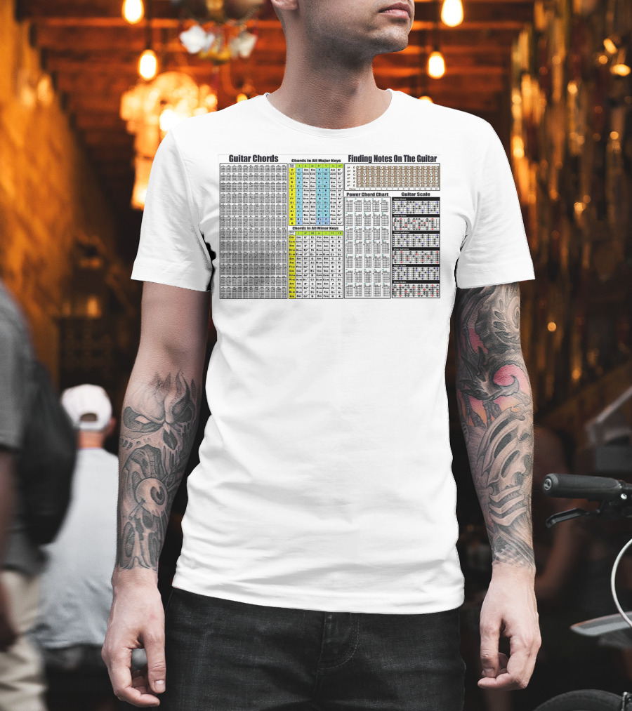 Guitar Chords Chords In All Major Keys Chords In All Minor Keys Power Chord Chart Guitar Scale Finding Notes On The Guitar T-Shirt