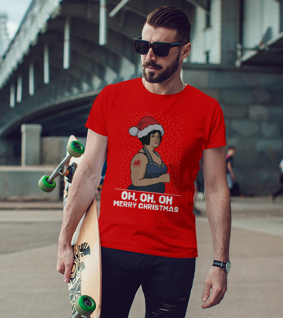 Oh Oh Oh Merry Christmas Santa Hat Tattoo T-Shirt