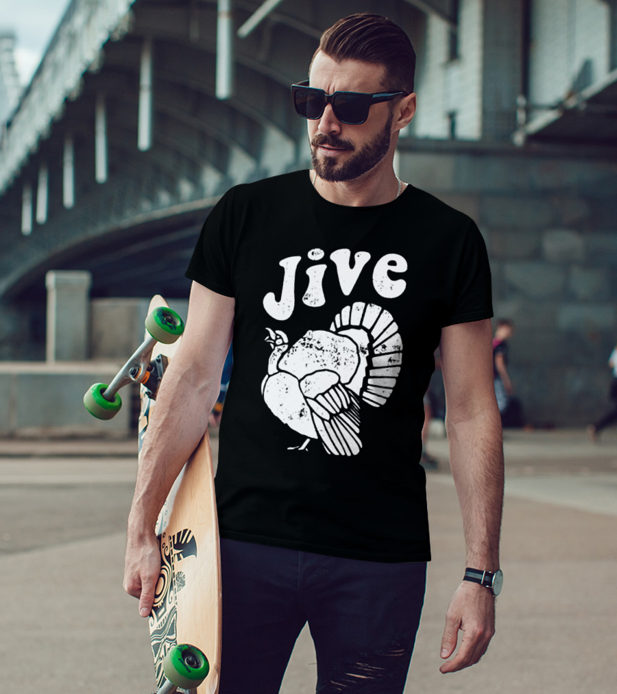 Thanksgiving Jive Turkey Retro Distressed Look T-Shirt