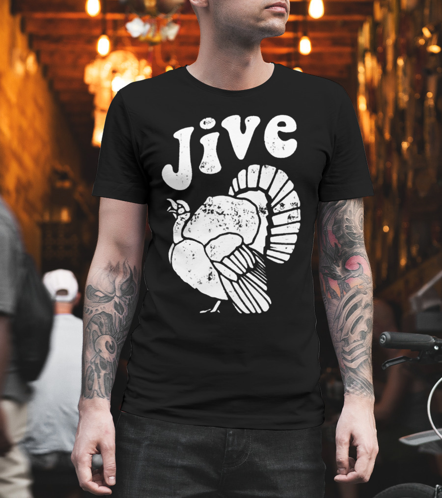Thanksgiving Jive Turkey Retro Distressed Look T-Shirt