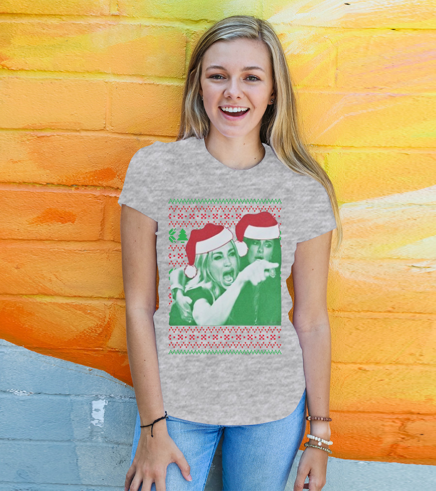Woman Yelling At Cat Meme Christmas Santa Hats Raglan T-Shirt