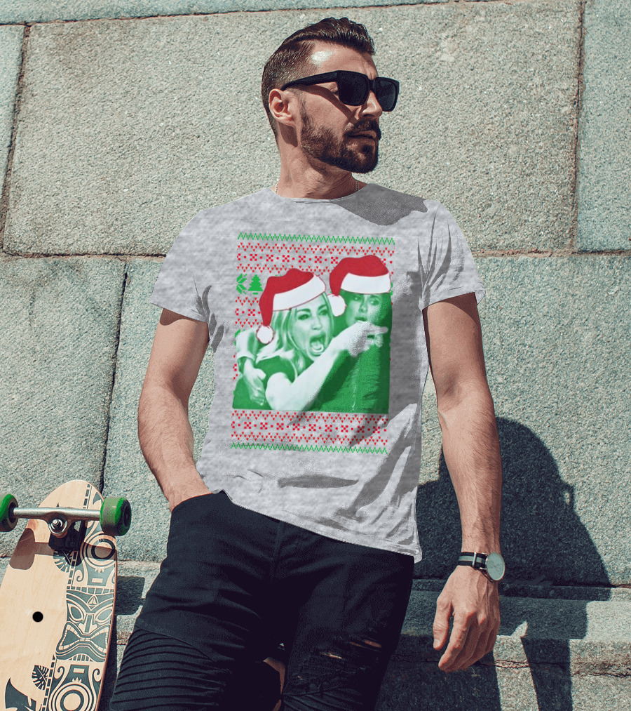 Woman Yelling At Cat Meme Christmas Santa Hats Raglan T-Shirt