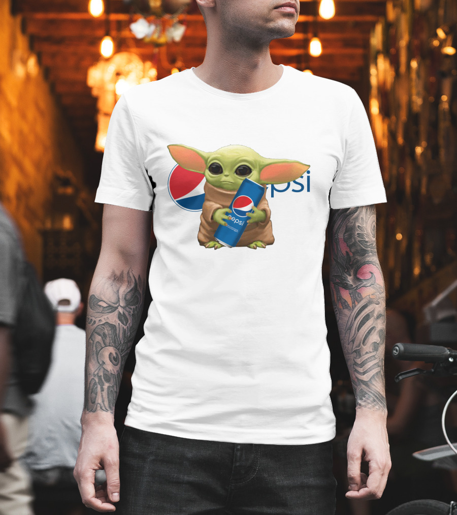 Baby Yoda Holding Pepsi Can With Pepsi T-Shirt