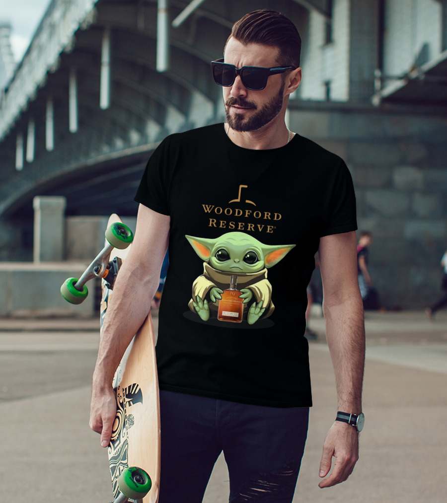 Baby Yoda Holding Woodford Reserve Bourbon T-Shirt