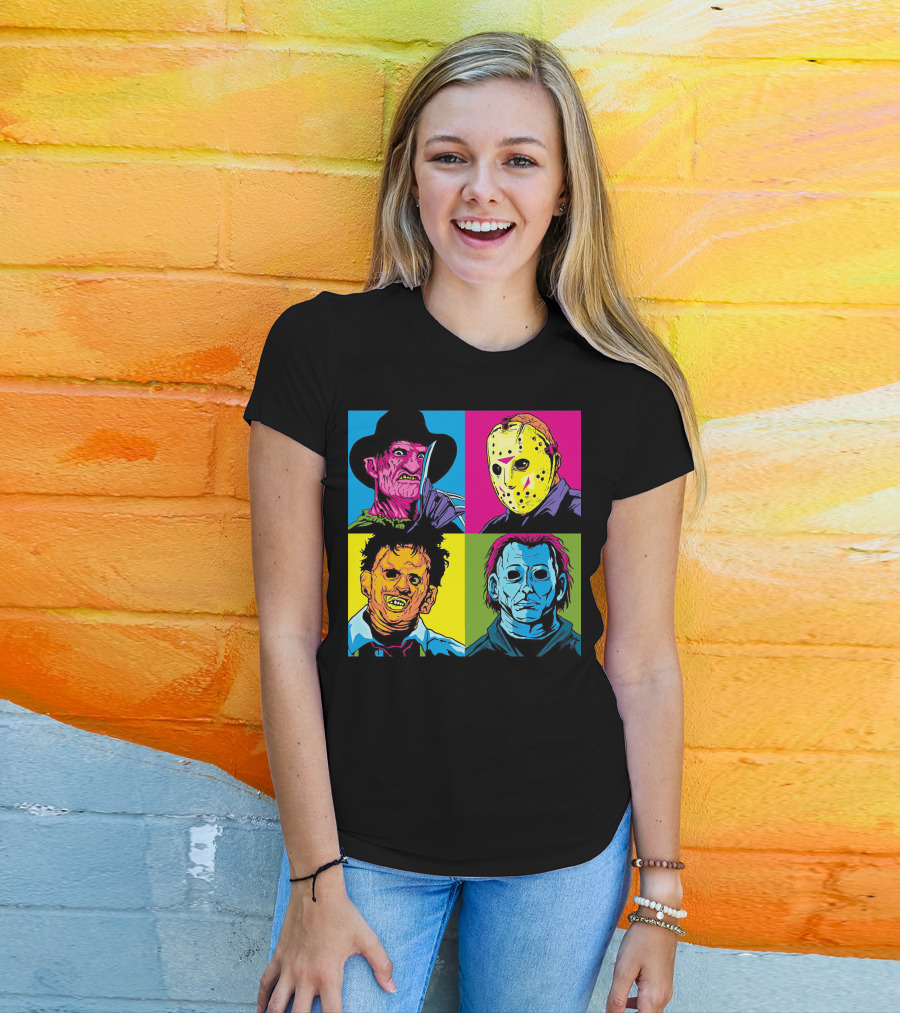 Freddy Krueger Jason Voorhees Leatherface Michael Myers Horror Movie Pop T-Shirt