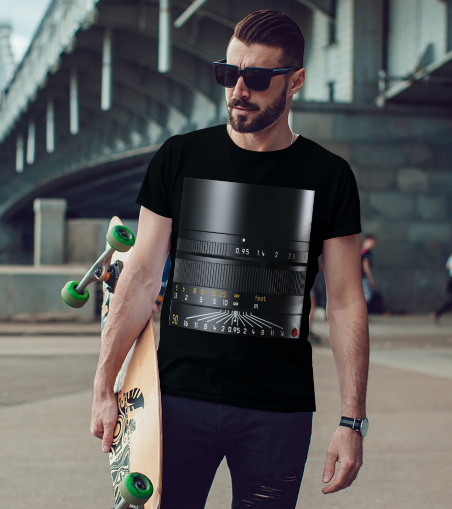 Photographer Camera Lens Detail 50mm 0.95 Aperture Measurement T-Shirt
