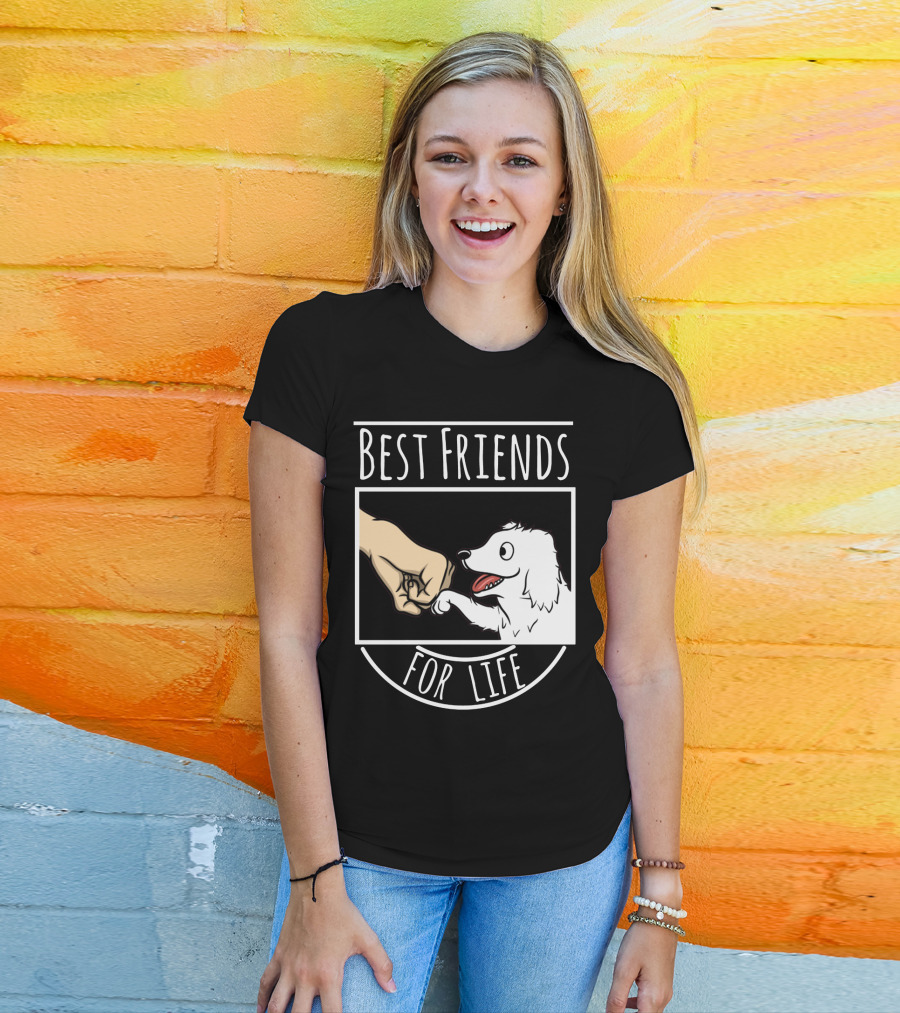 Best Friends For Life Great Pyrenees Puppy And Fist Bump Loyalty T-Shirt