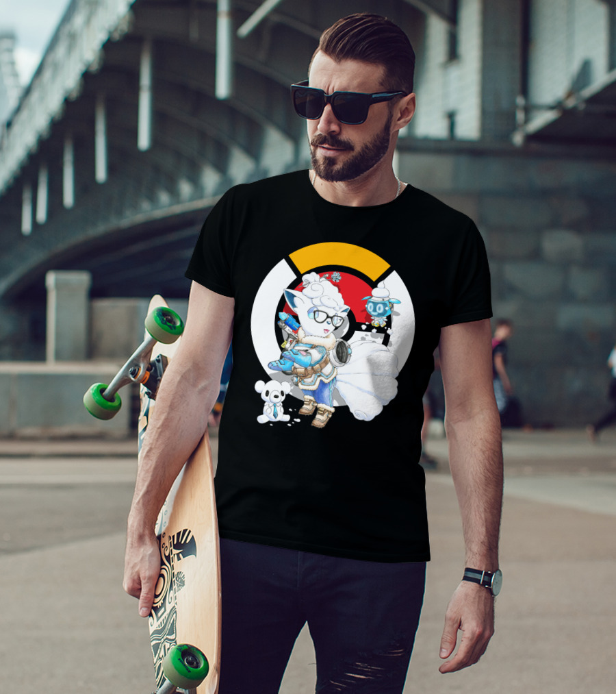 Pokemon X Overwatch Alolan Vulpix With Mei Winter T-Shirt