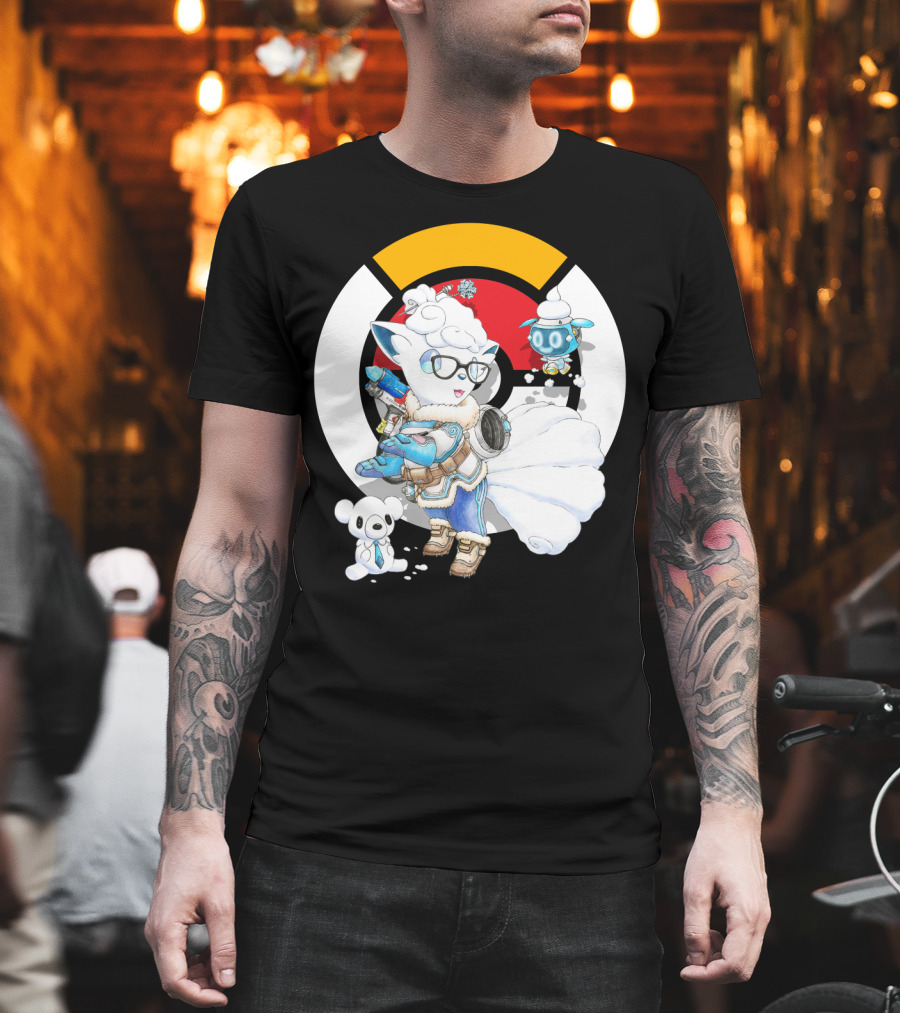 Pokemon X Overwatch Alolan Vulpix With Mei Winter T-Shirt
