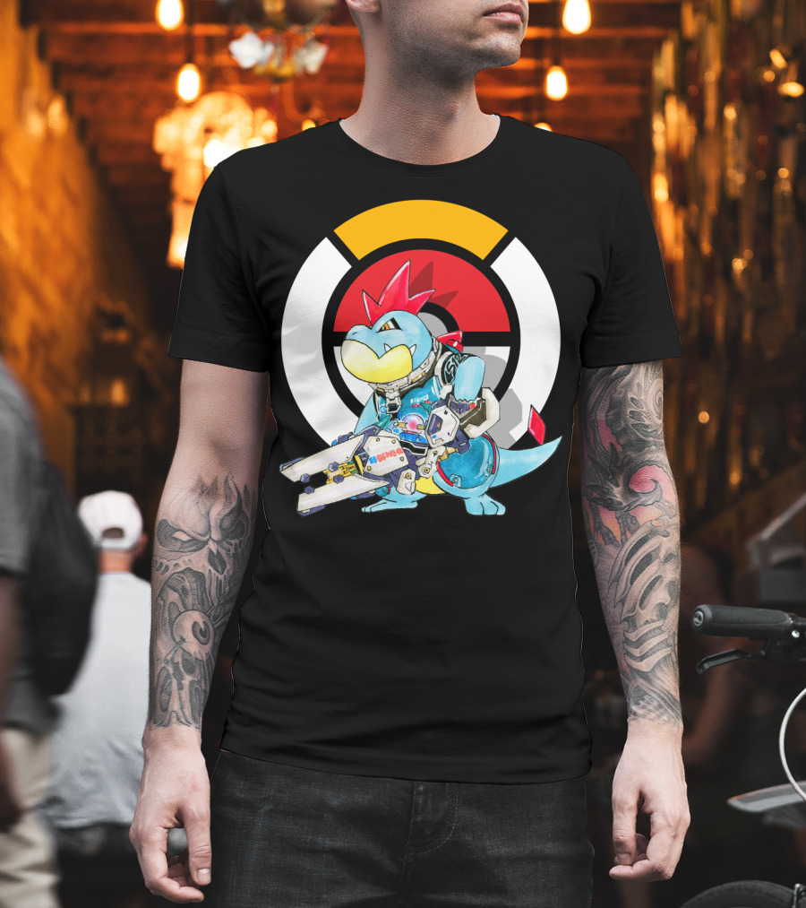 POKEMON CROCONAW ZARYA Crossover with Pokeball Background T-Shirt