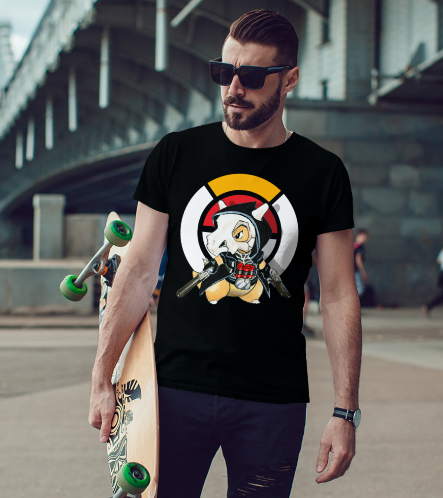 Pokemon X Over Cubone X Reaper Hood Dual Guns T-Shirt