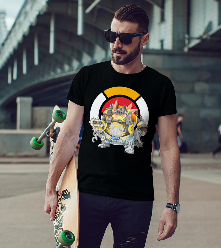 Pokemon X Overwatch Emboar Roadhog Mashup T-Shirt