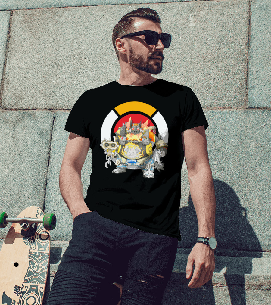 Pokemon X Overwatch Emboar Roadhog Mashup T-Shirt