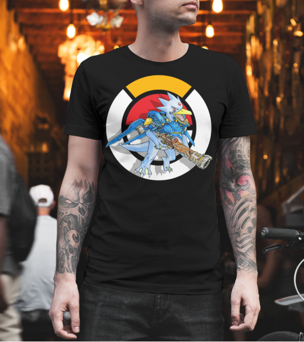 POKEMON X OVERWATCH GOLDUCK X PHARAH Crossover T-Shirt POKEMON X OVERWATCH GOLDUCK X PHARAH Crossover T-Shirt