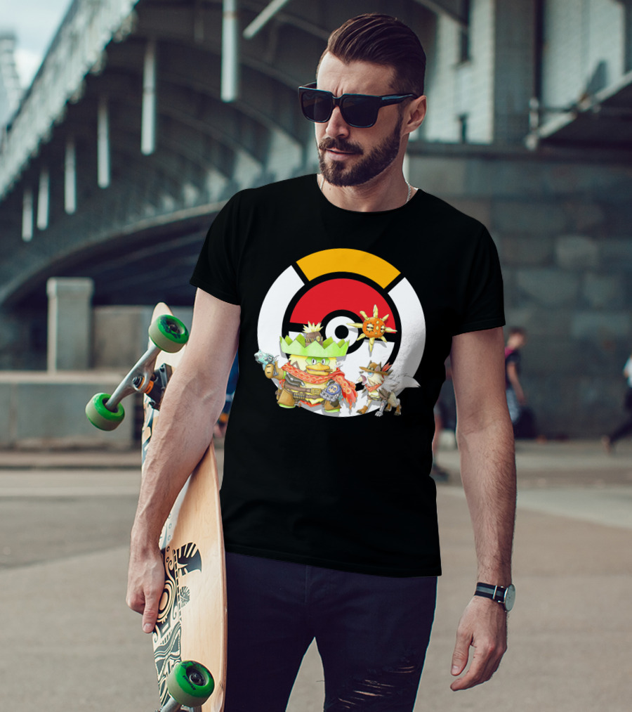 Pokemon X Overwatch Ludicolo Lycanroc Mccree Solrock Crossover T-Shirt
