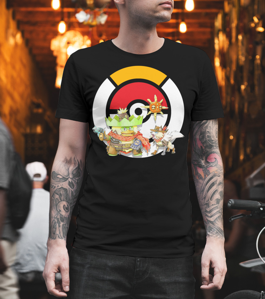 Pokemon X Overwatch Ludicolo Lycanroc Mccree Solrock Crossover T-Shirt