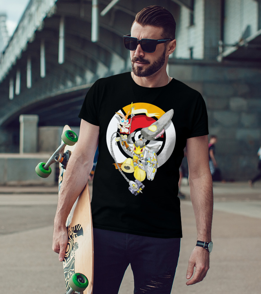 Pokemon Mawile Victini Fusion X Brigitte Crossover Battle Pose T-Shirt