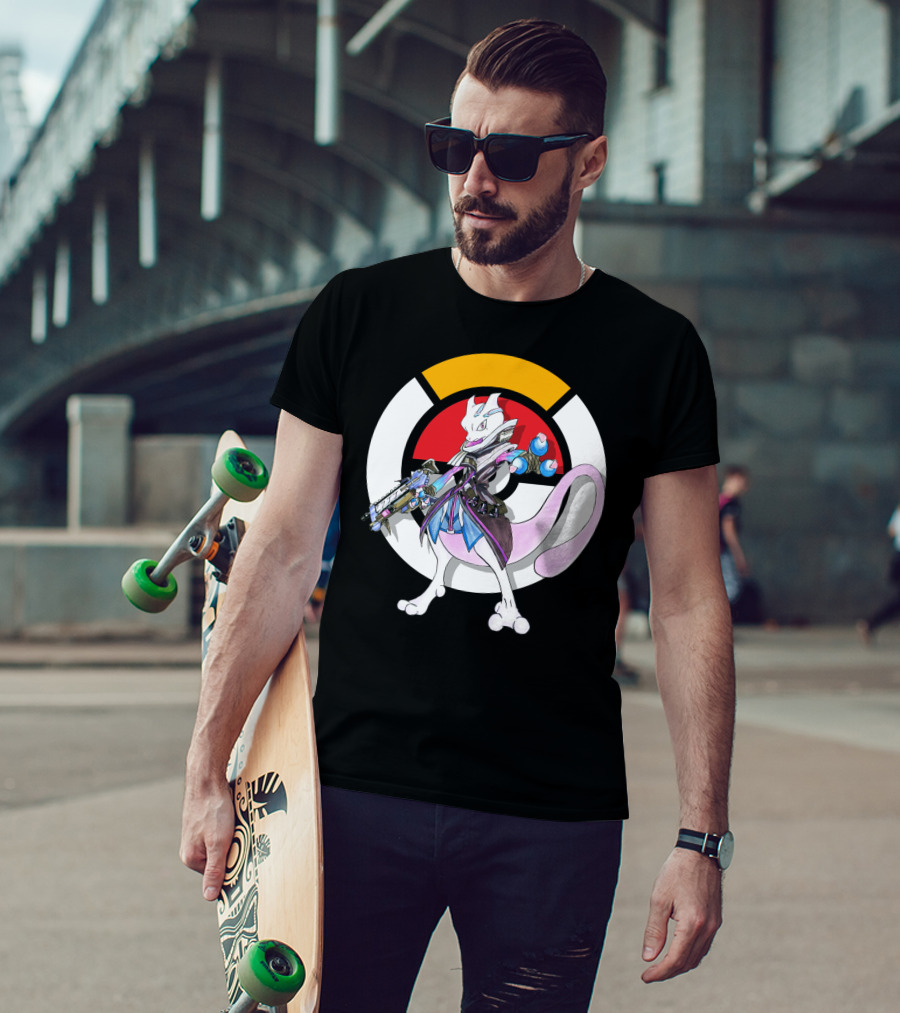 Pokemon X Overwatch Mewtwo X Sombra Icon Mashup T-Shirt