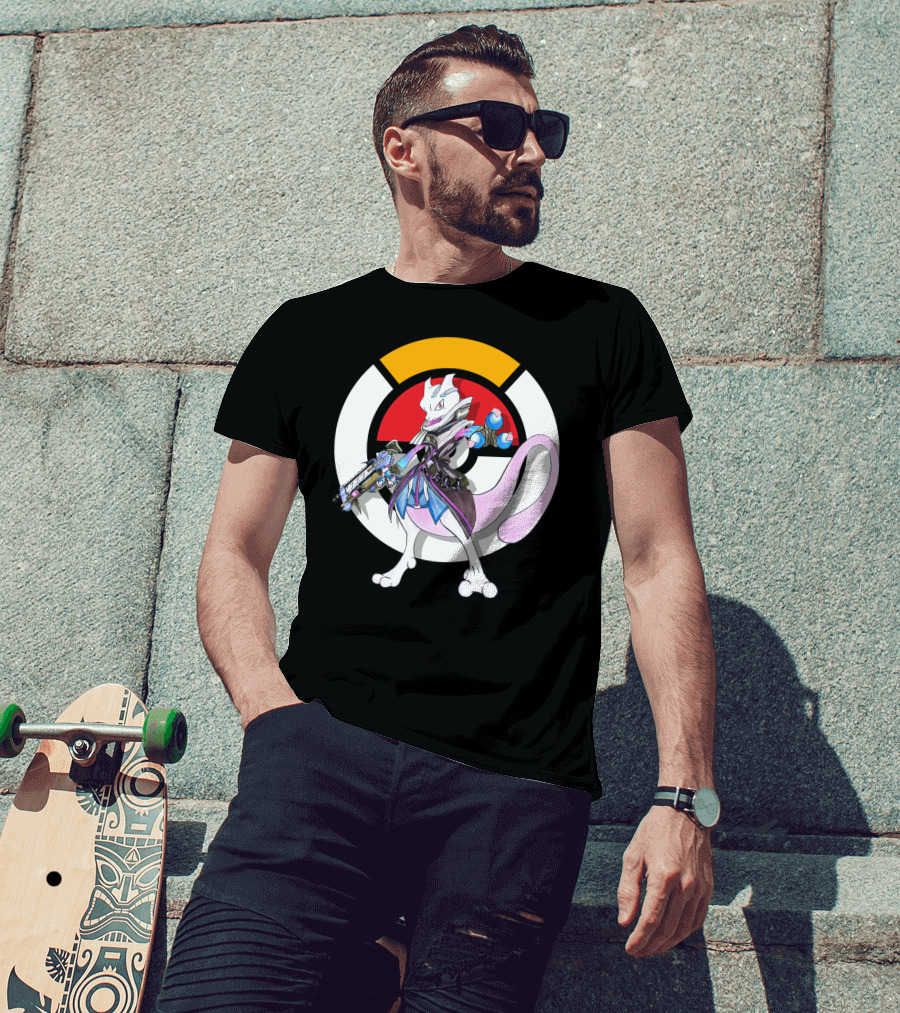 Pokemon X Overwatch Mewtwo X Sombra Icon Mashup T-Shirt