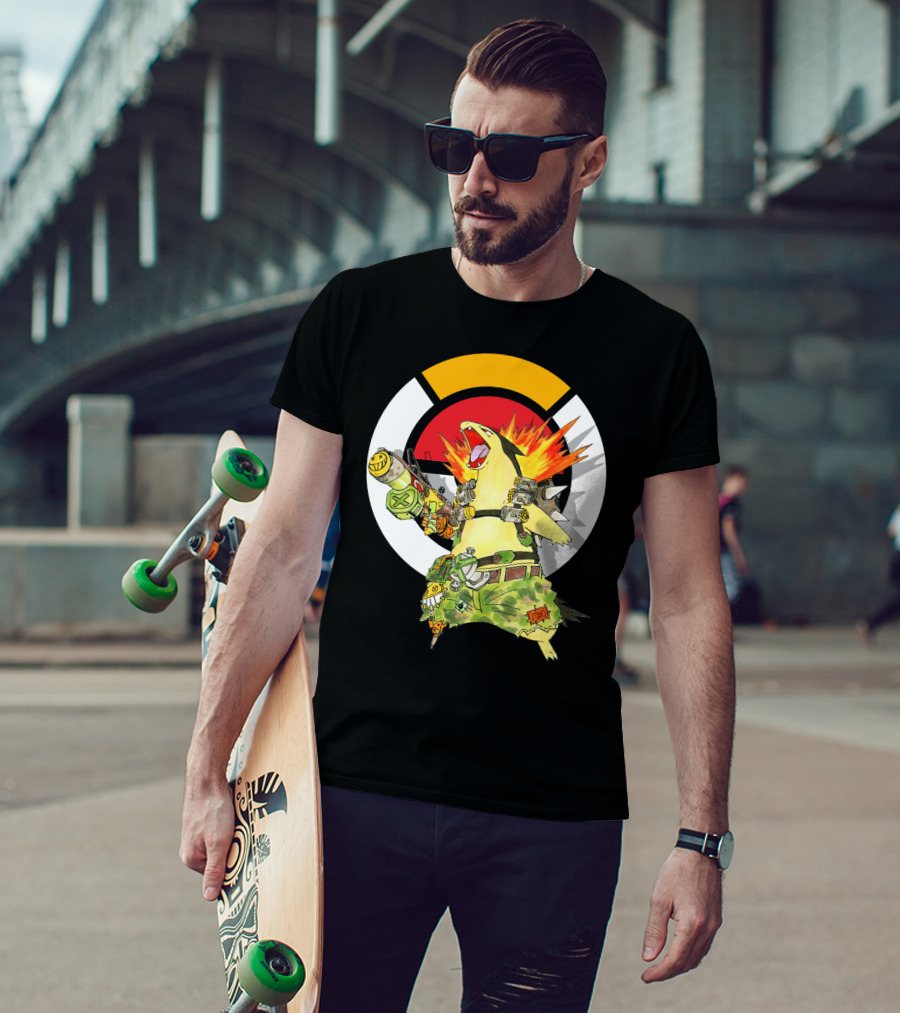 Pokemon Typhlosion Junkrat Crossover Symbol Background T-Shirt