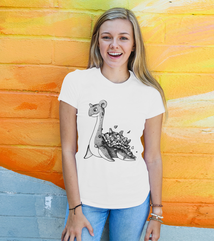 Geometric Style Lapras Pokemon Sketch T-Shirt