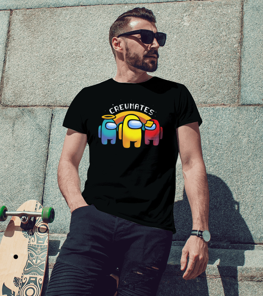Crewmates Among Us Impostors Dumb Note Halo Rainbow T-Shirt
