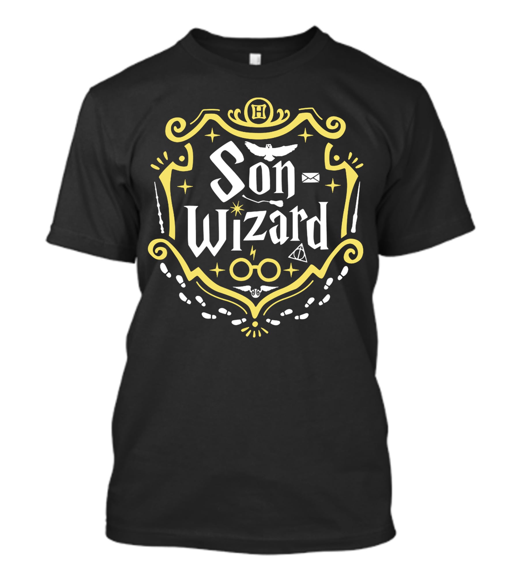 Son Wizard H Glasses Owl Letter Lightning Stars T-Shirt