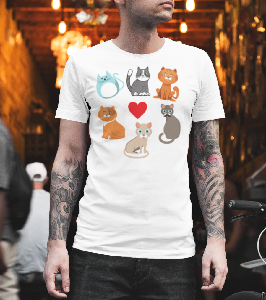 Nice Kitty Love Adorable Cats and Heart T-Shirt