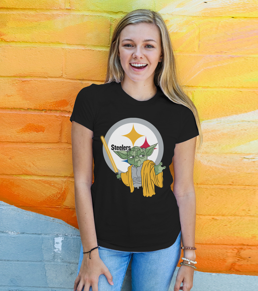 Steelers Yoda Star Wars Crossover With Lightsaber T-Shirt