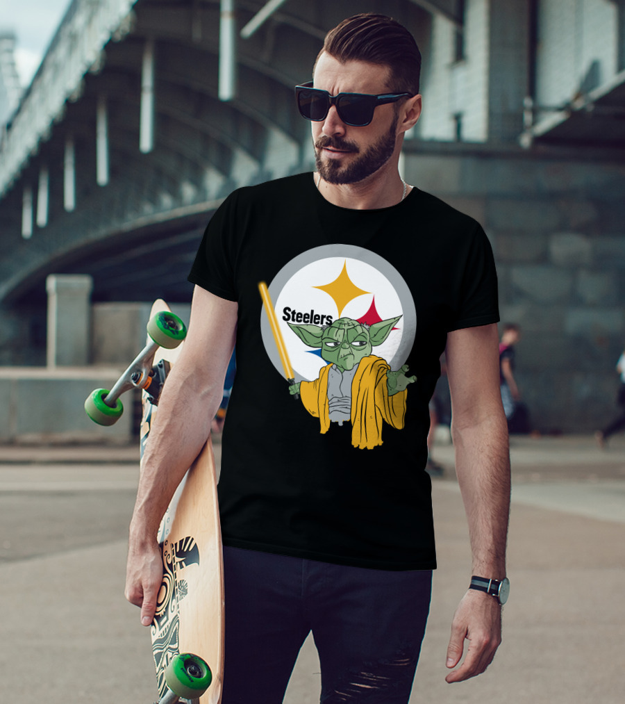 Steelers Yoda Star Wars Crossover With Lightsaber T-Shirt
