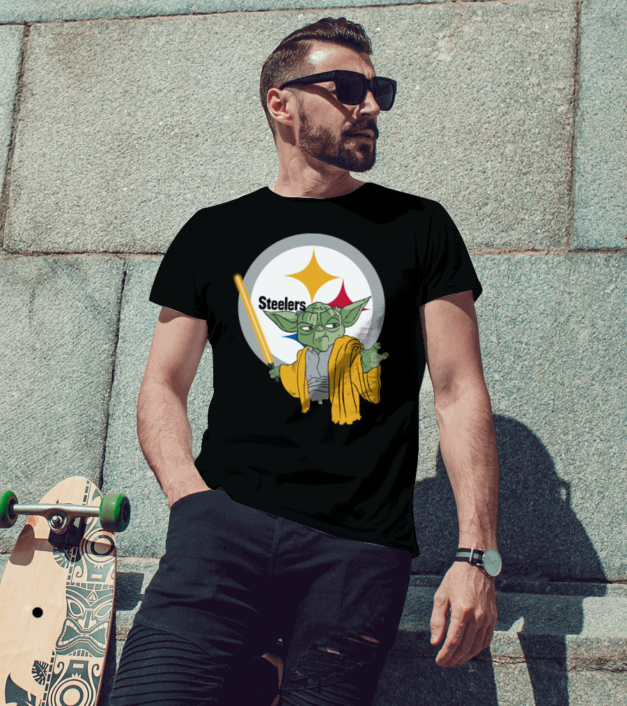 Steelers Yoda Star Wars Crossover With Lightsaber T-Shirt