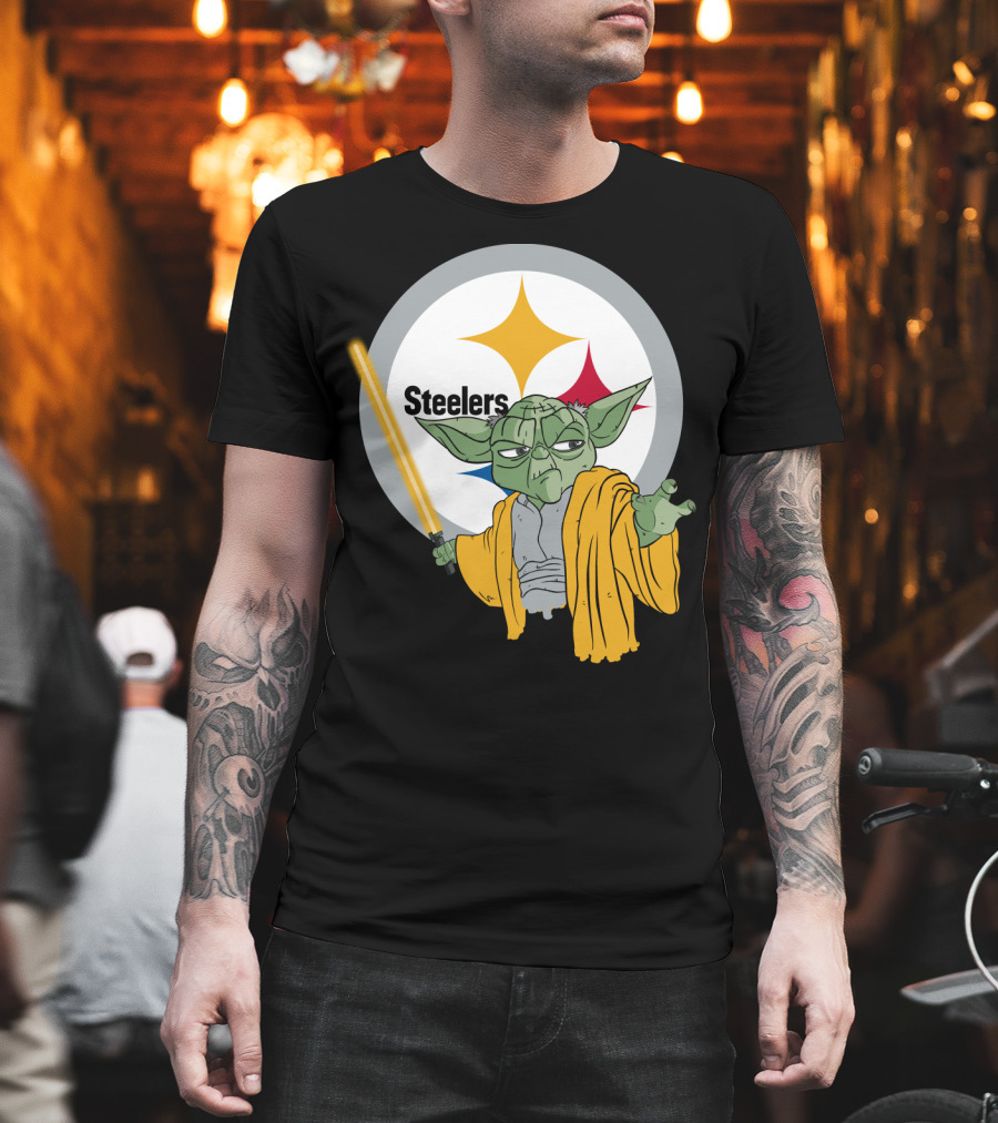 Steelers Yoda Star Wars Crossover With Lightsaber T-Shirt