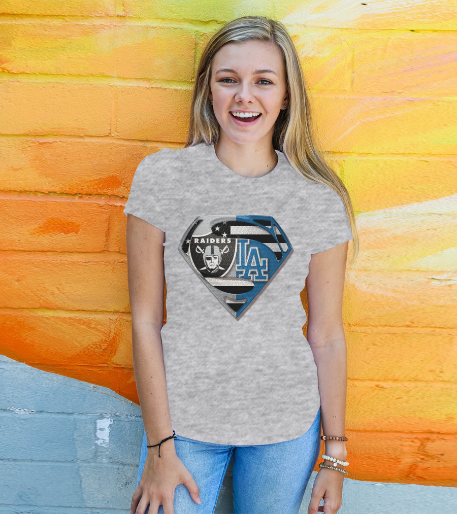 Raiders La Logo Crossover Superman Shield T-Shirt