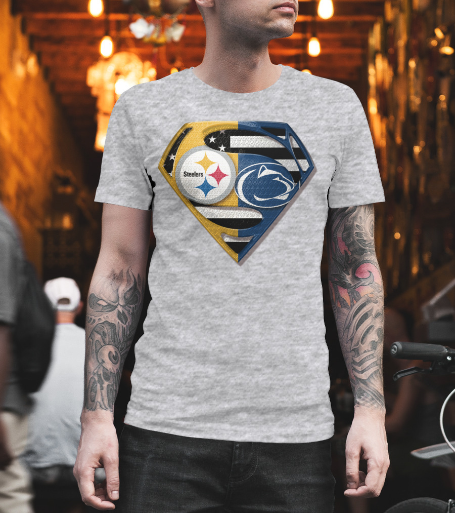 Steelers Nittany Lions Superman Logo Mashup T-Shirt