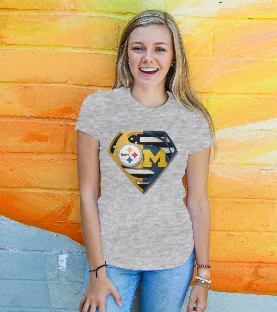 Steelers Michigan Wolverines Superman T-Shirt