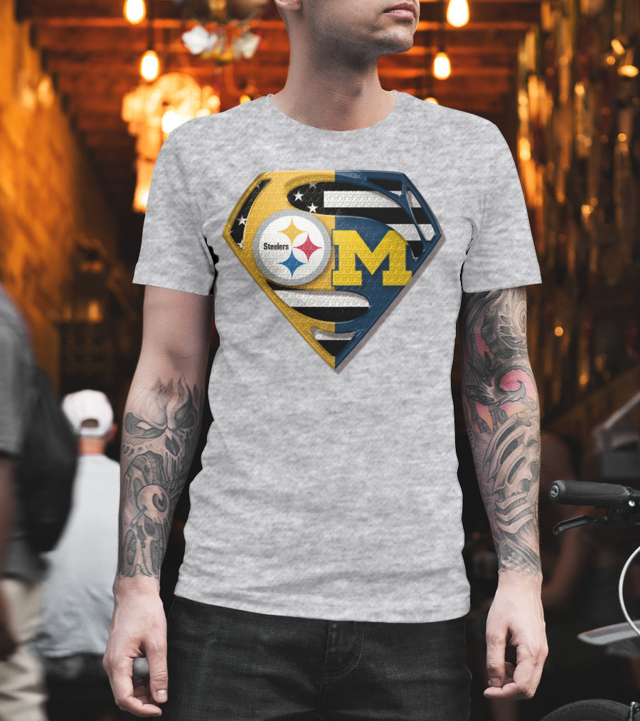 Steelers Michigan Wolverines Superman T-Shirt