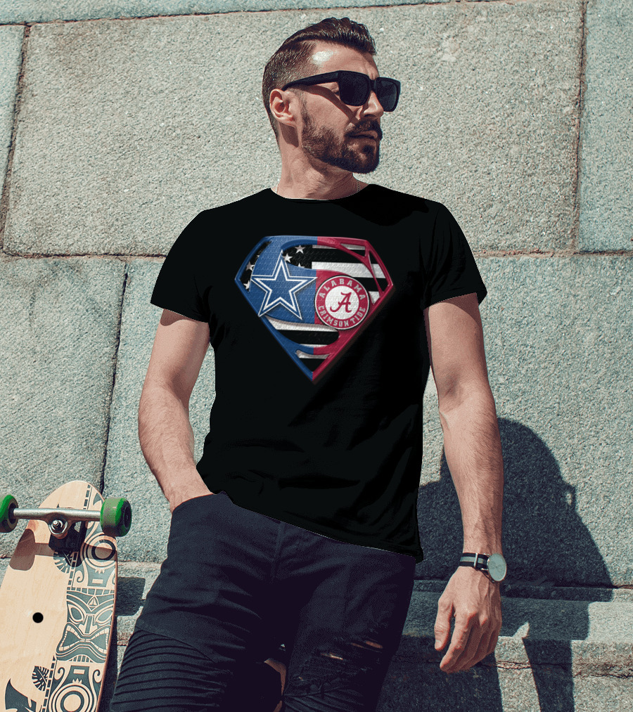 Dallas Cowboys Alabama Crimson Tide Superman Shield T-Shirt