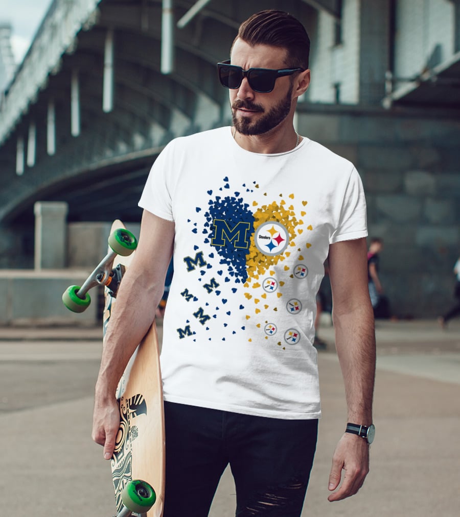 Steelers Heart With Wolverines M Symbol T-Shirt