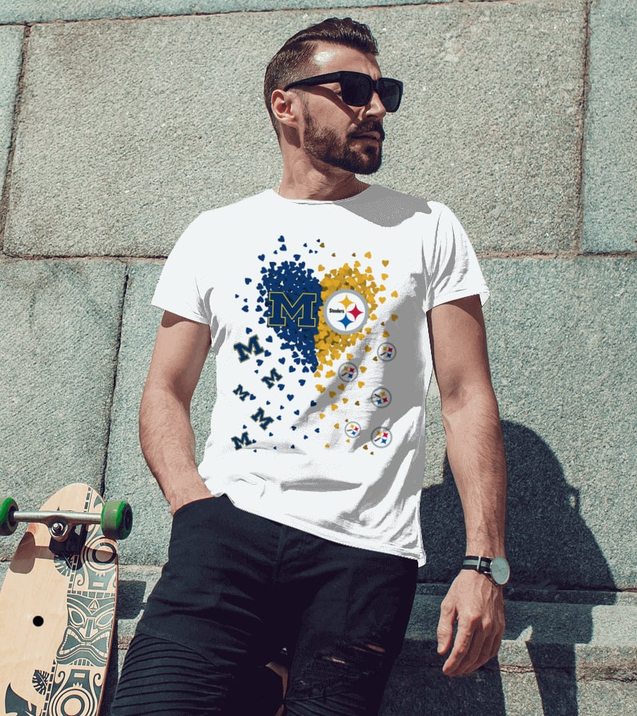 Steelers Heart With Wolverines M Symbol T-Shirt