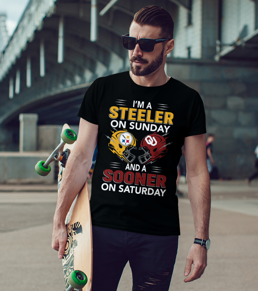 I'm A Steeler On Sunday And A Sooner On Saturday Helmets T-Shirt