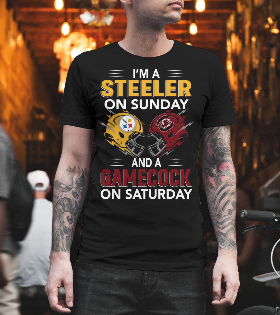 I'm A Steeler On Sunday And A Gamecock On Saturday Football Helmets T-Shirt