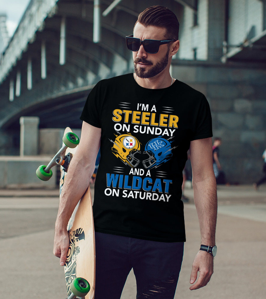 Steeler On Sunday Wildcat On Saturday Football Fan Pride Helmet T-Shirt