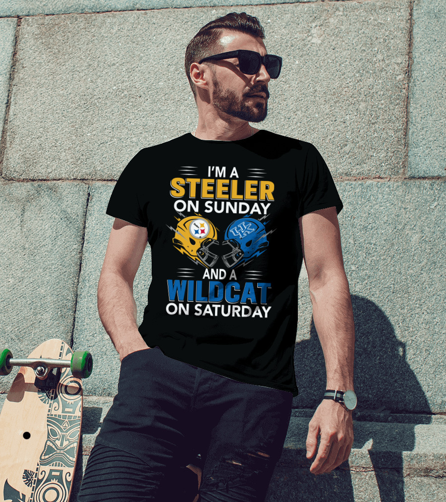 Steeler On Sunday Wildcat On Saturday Football Fan Pride Helmet T-Shirt